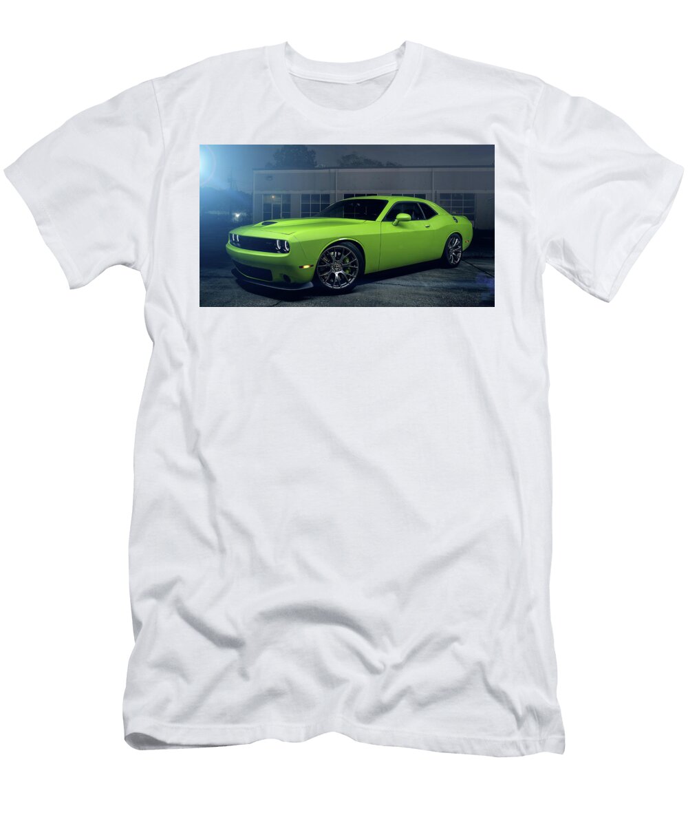 Dodge Challenger S R T Hellcat Green Movie Poster Prints T-Shirt