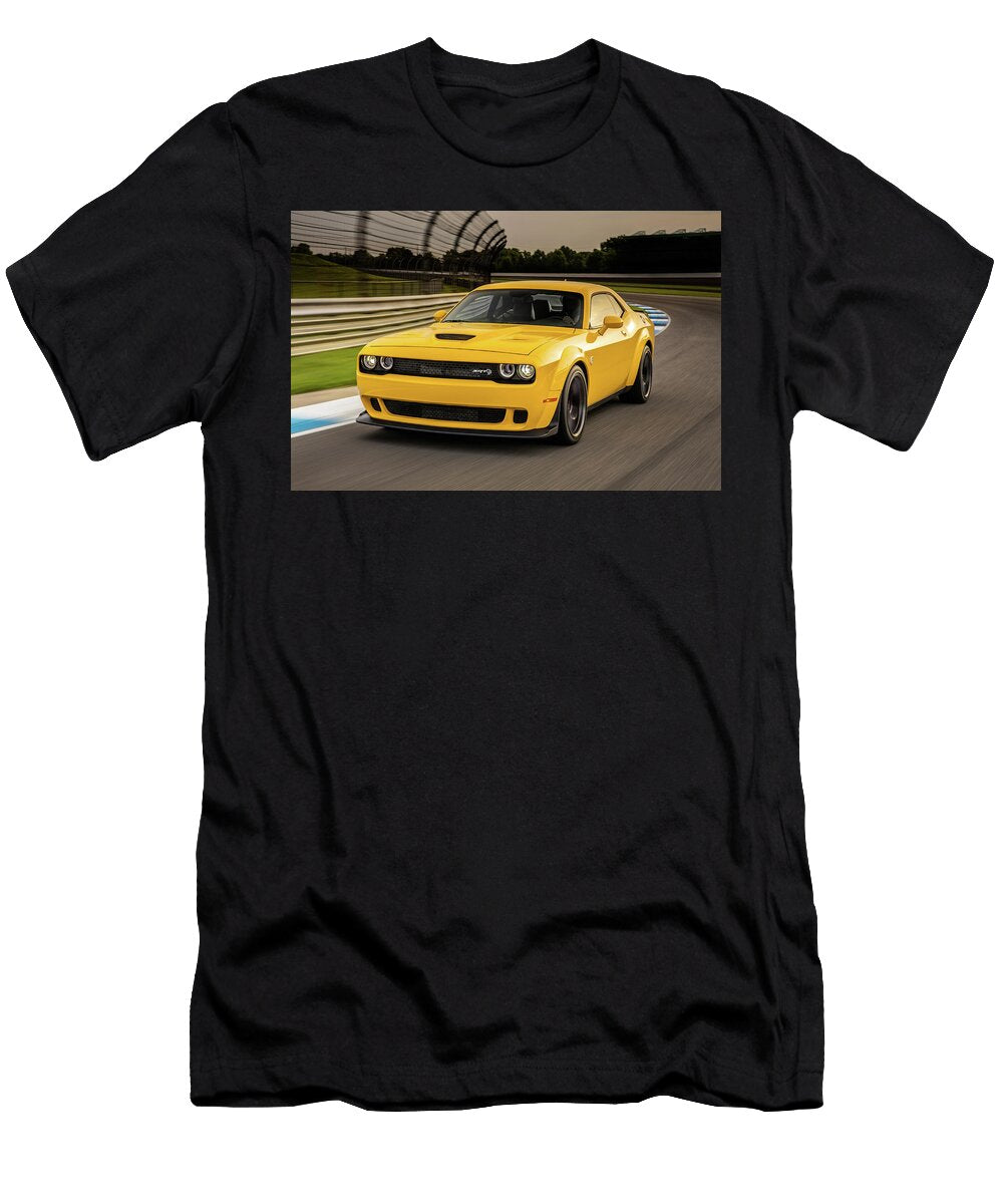 Dodge Challenger S R T Hellcat Yellow Movie Poster Prints T-Shirt