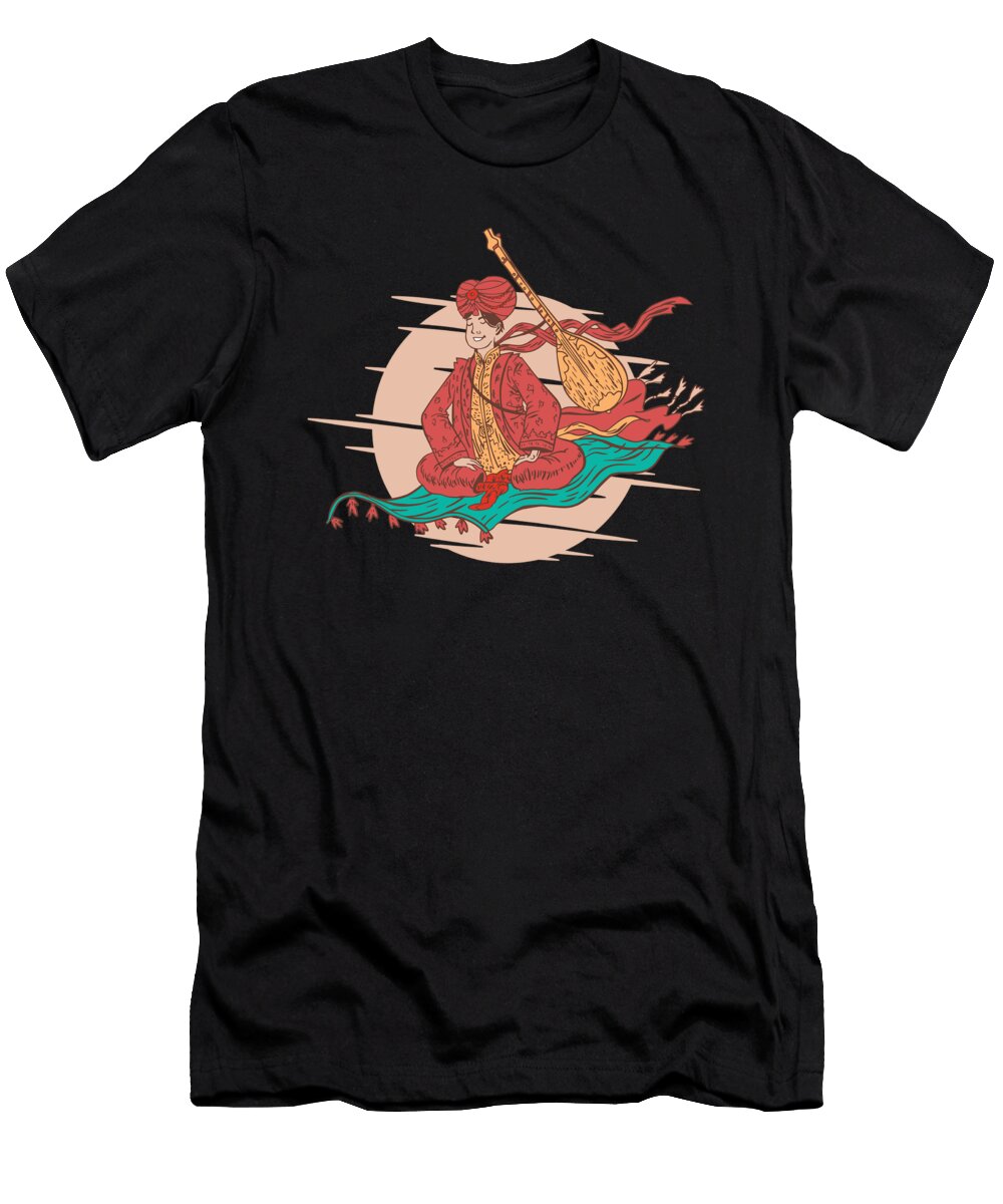 Flying Carpet Drawing with Musician in Traditional Designed By Vexels T-Shirt
