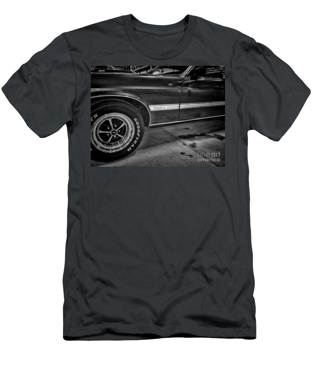 Mean Green Ford Mustang Mach 1 Black and White Paul Ward T-Shirt