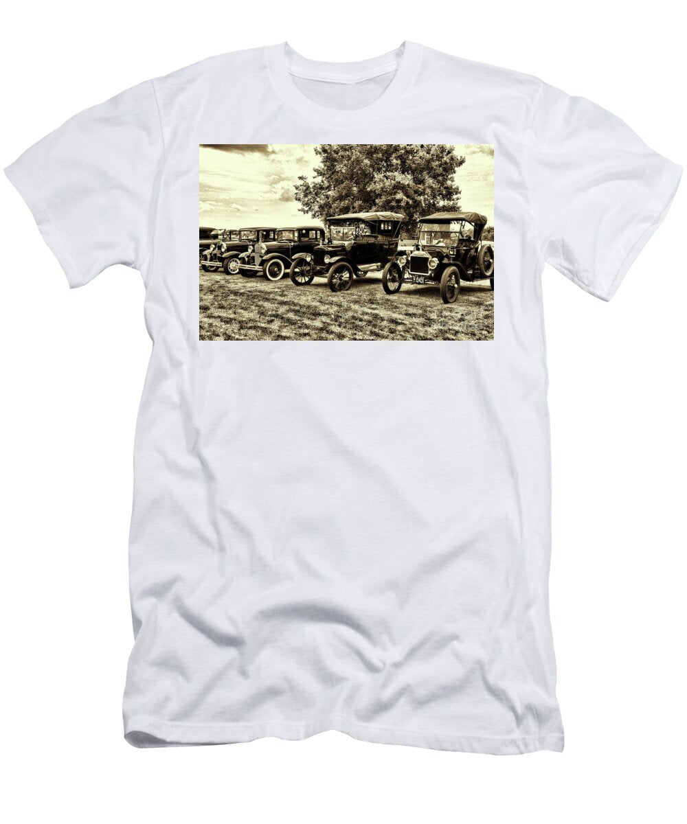 Vintage Cars in a Row Sepia Paul Ward T-Shirt